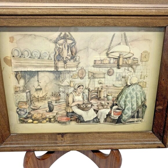 Vintage Anton Pieck 3D Shadowbox Diorama Two Women in a Kitchen Signed 8" X 10" - Picture 7 of 10